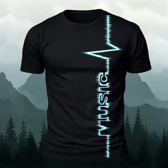 Trendy Electronic Music Print Casual T-Shirt Black