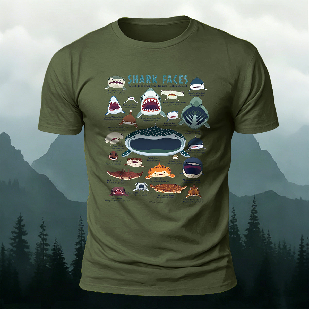 Marine Animal Cartoon Print Outdoor Casual Cotton T-Shirt