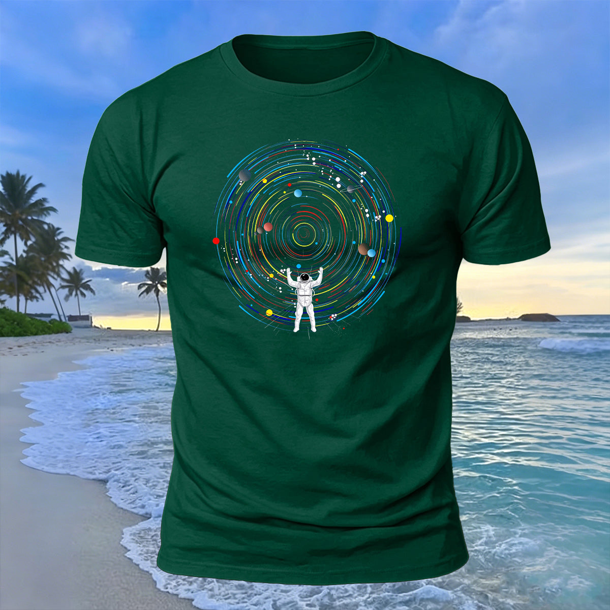 Space Astronaut Print Casual Premium Cotton T-Shirt