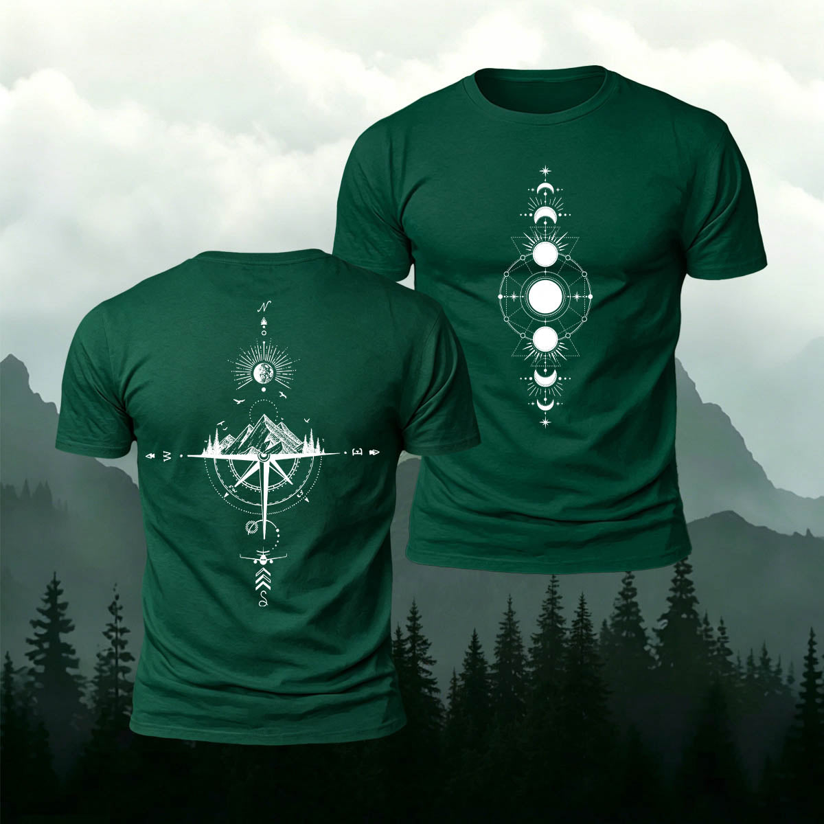 Cosmic and Nature Print Casual Cotton T-Shirt