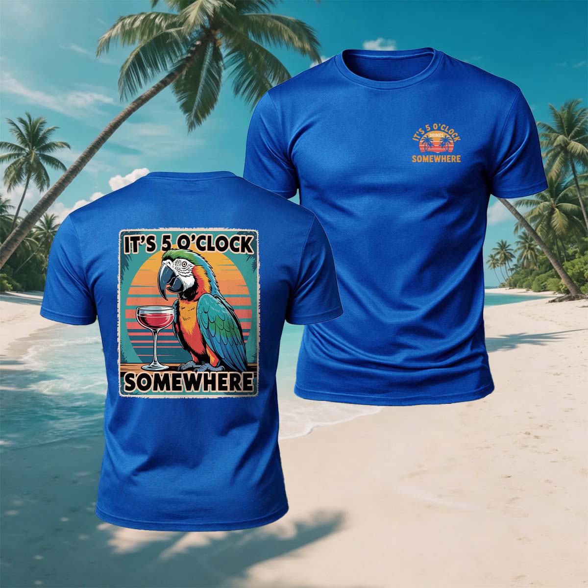 Fun Parrot Red Wine Print Casual Breathable Tee