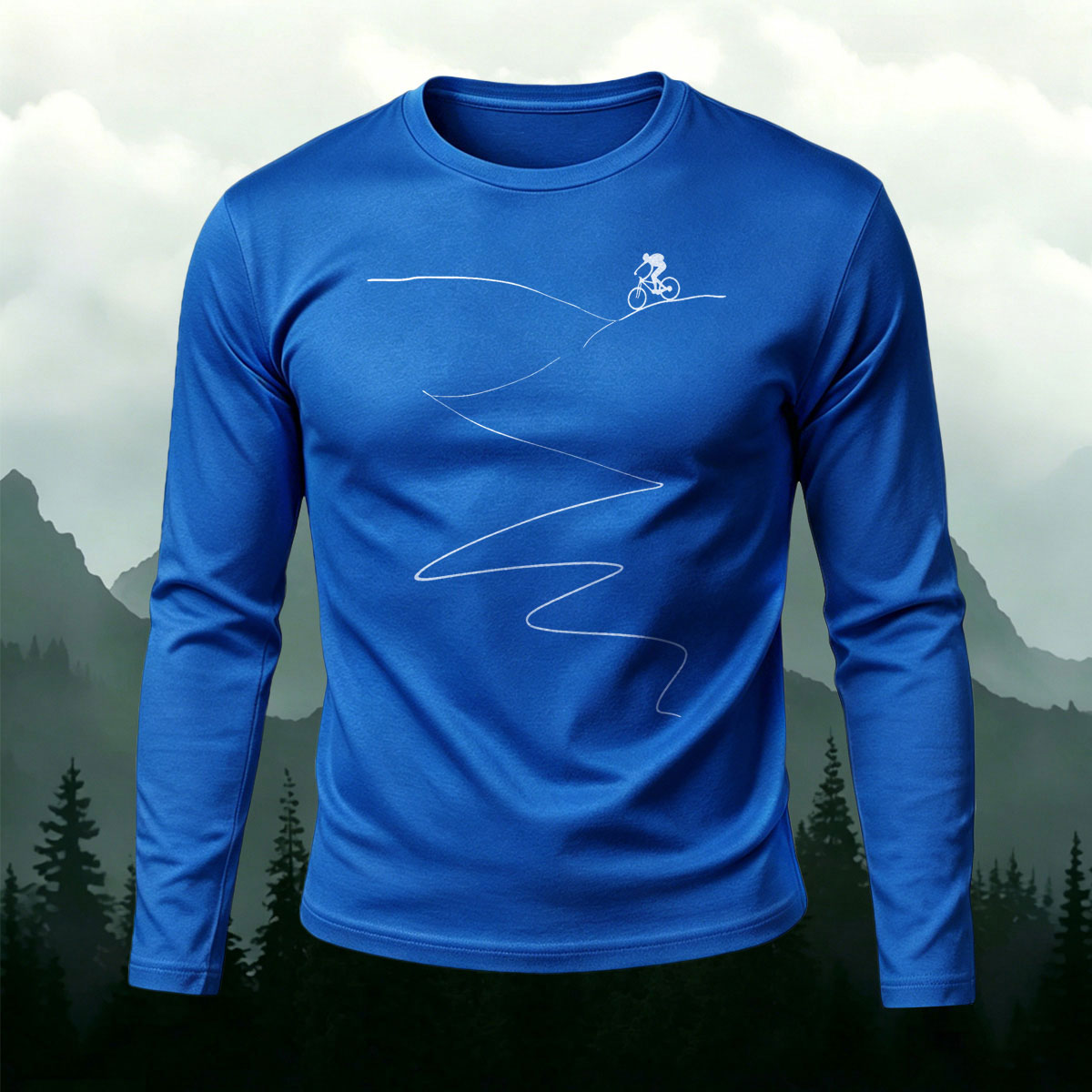 Cycling Lines Outdoor Casual Long-Sleeve Cotton Tee