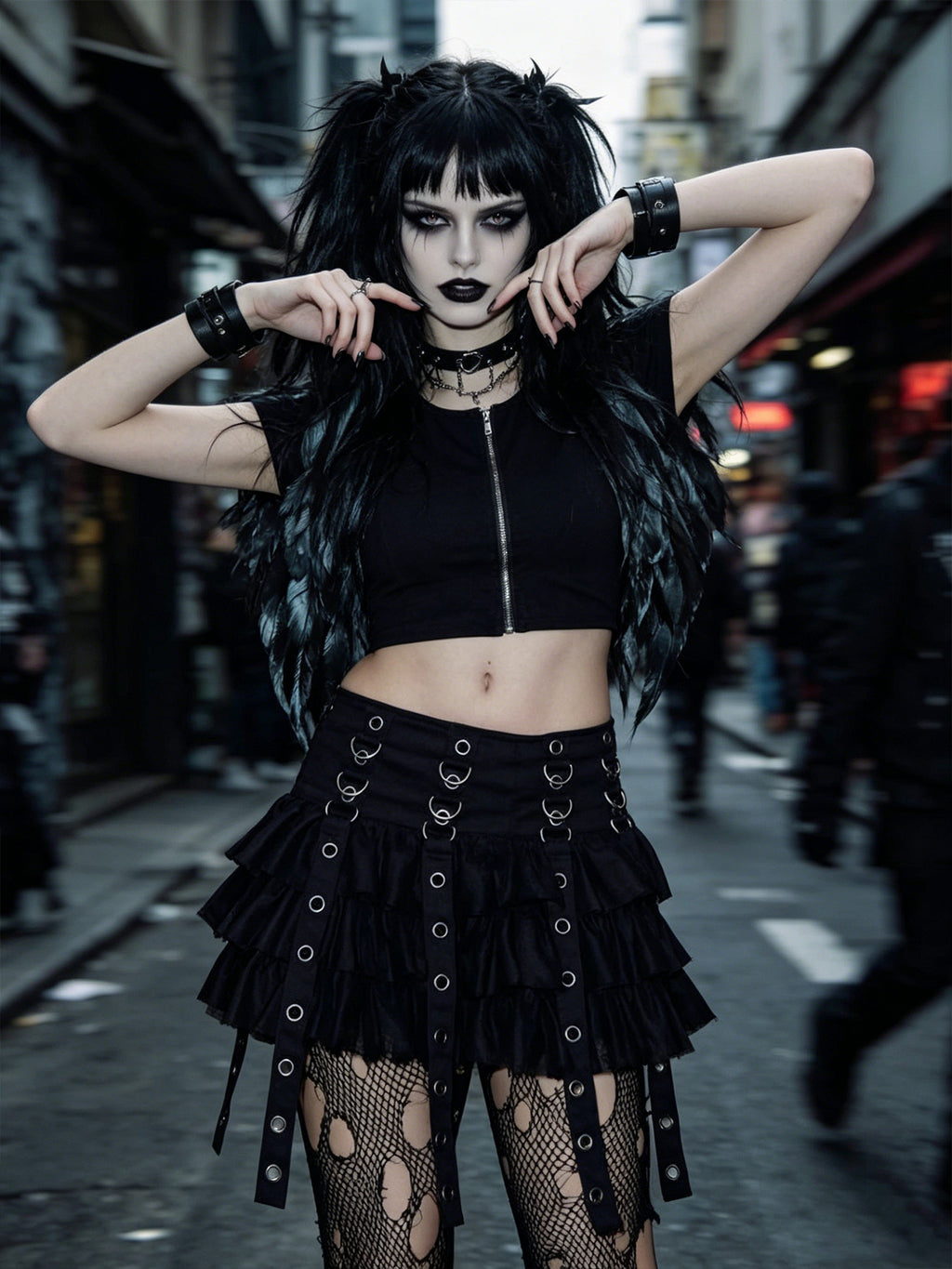 Dark Punk Mesh Versatile Layered Cake Skirt