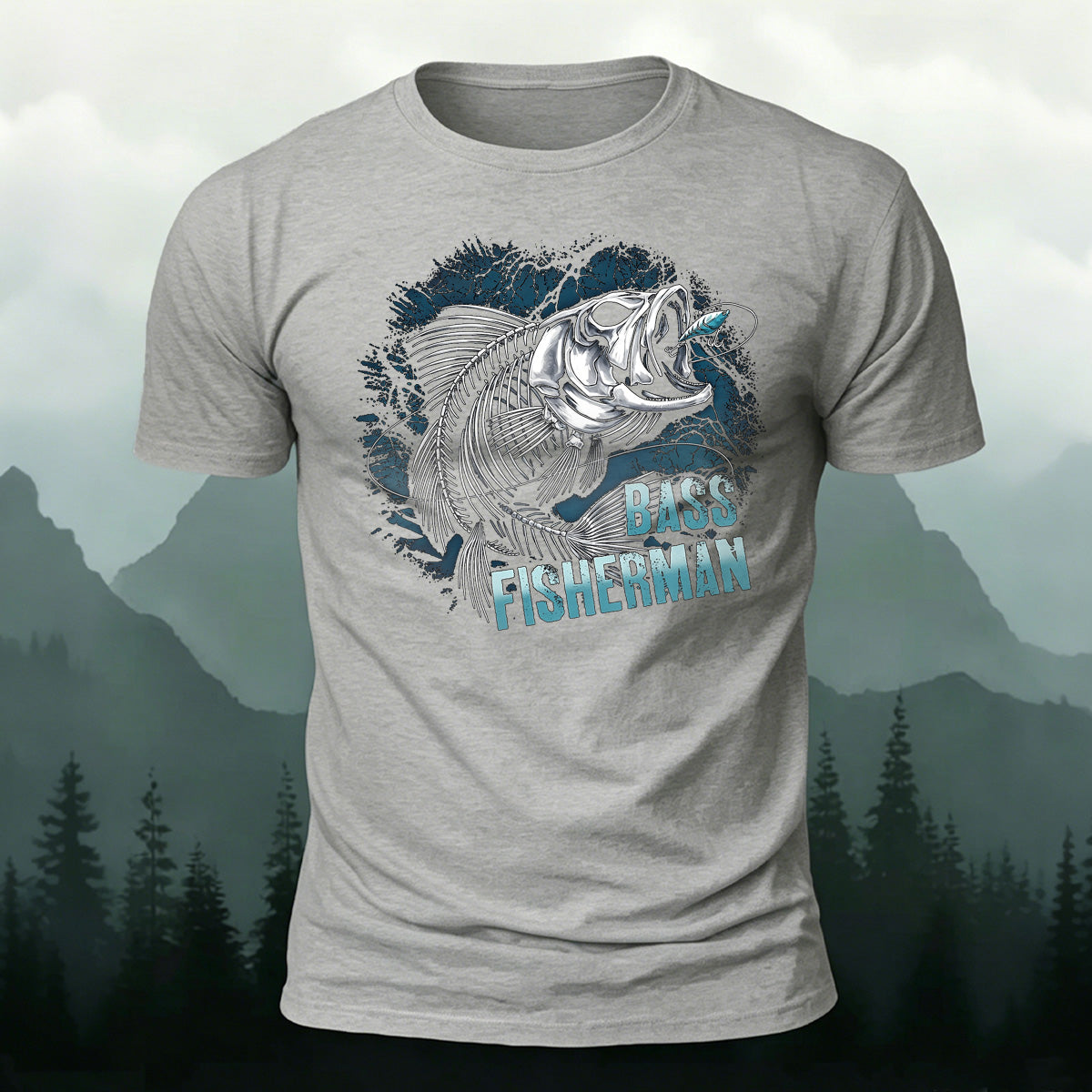 Retro Fish Fossil Print Comfortable Cotton T-Shirt