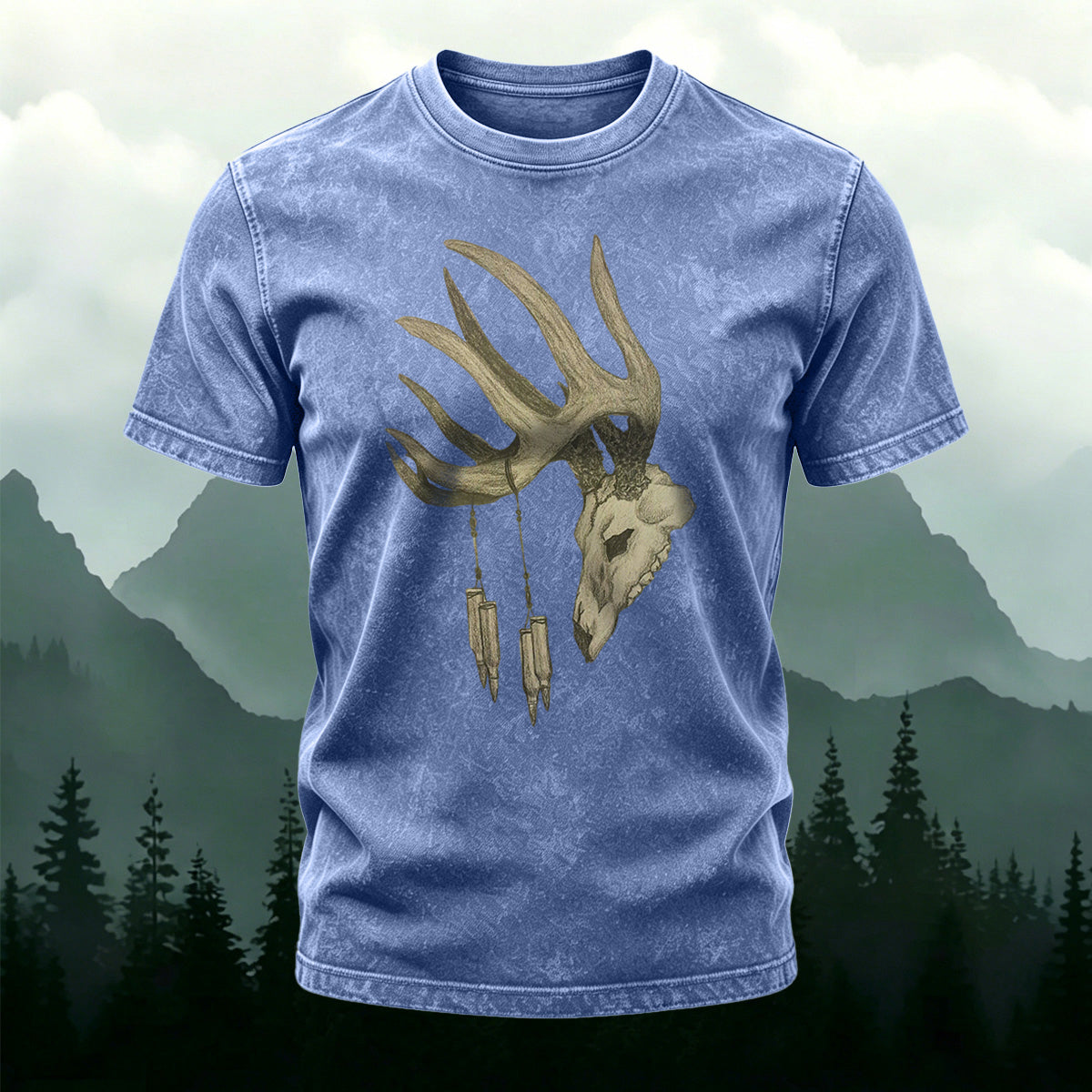 Vintage Antelope Print Casual Skin-Friendly Cotton T-Shirt