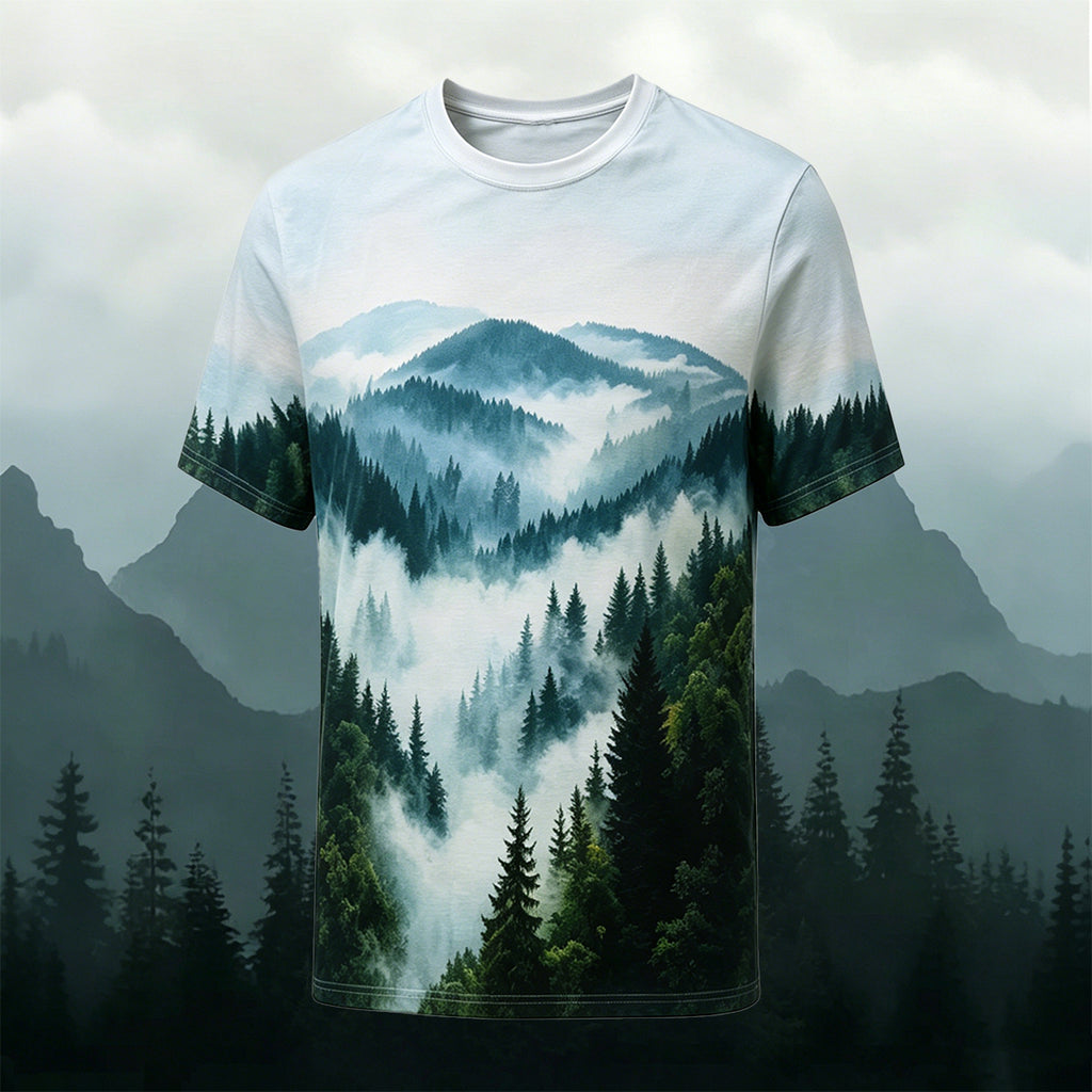 Natural Mountain Gradient Style Casual T-Shirt