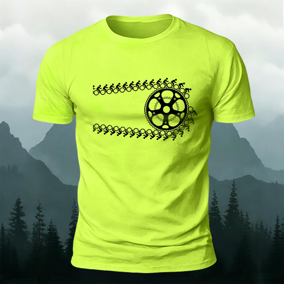 Artistic Cycling Pattern Outdoor Style Skin-Friendly T-Shirt