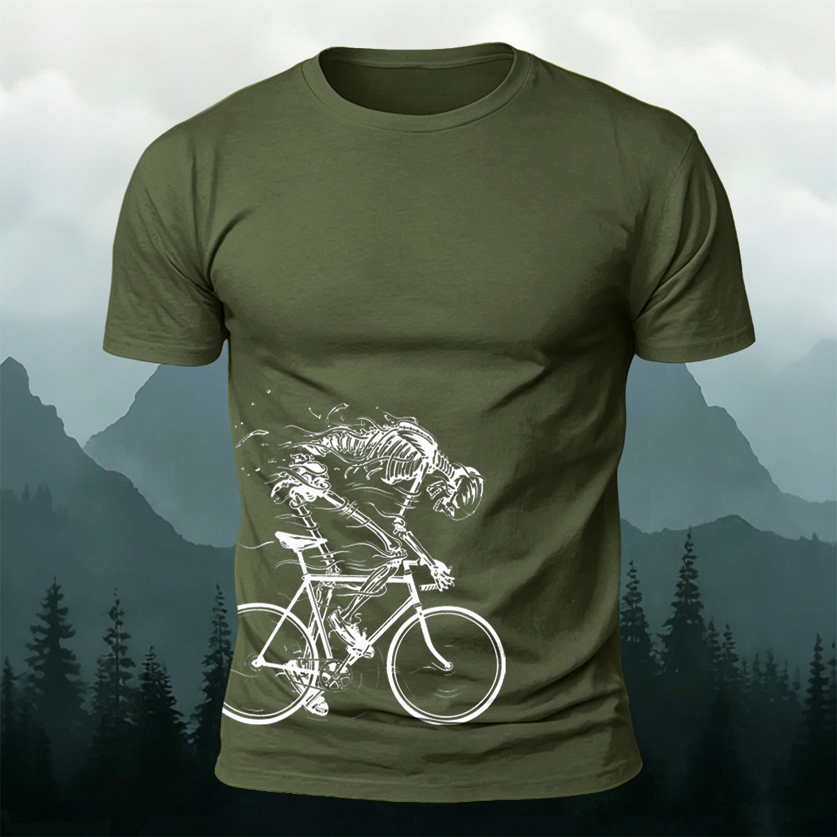 Cycling Skeleton Fun Graphic Casual 100% Cotton Tee