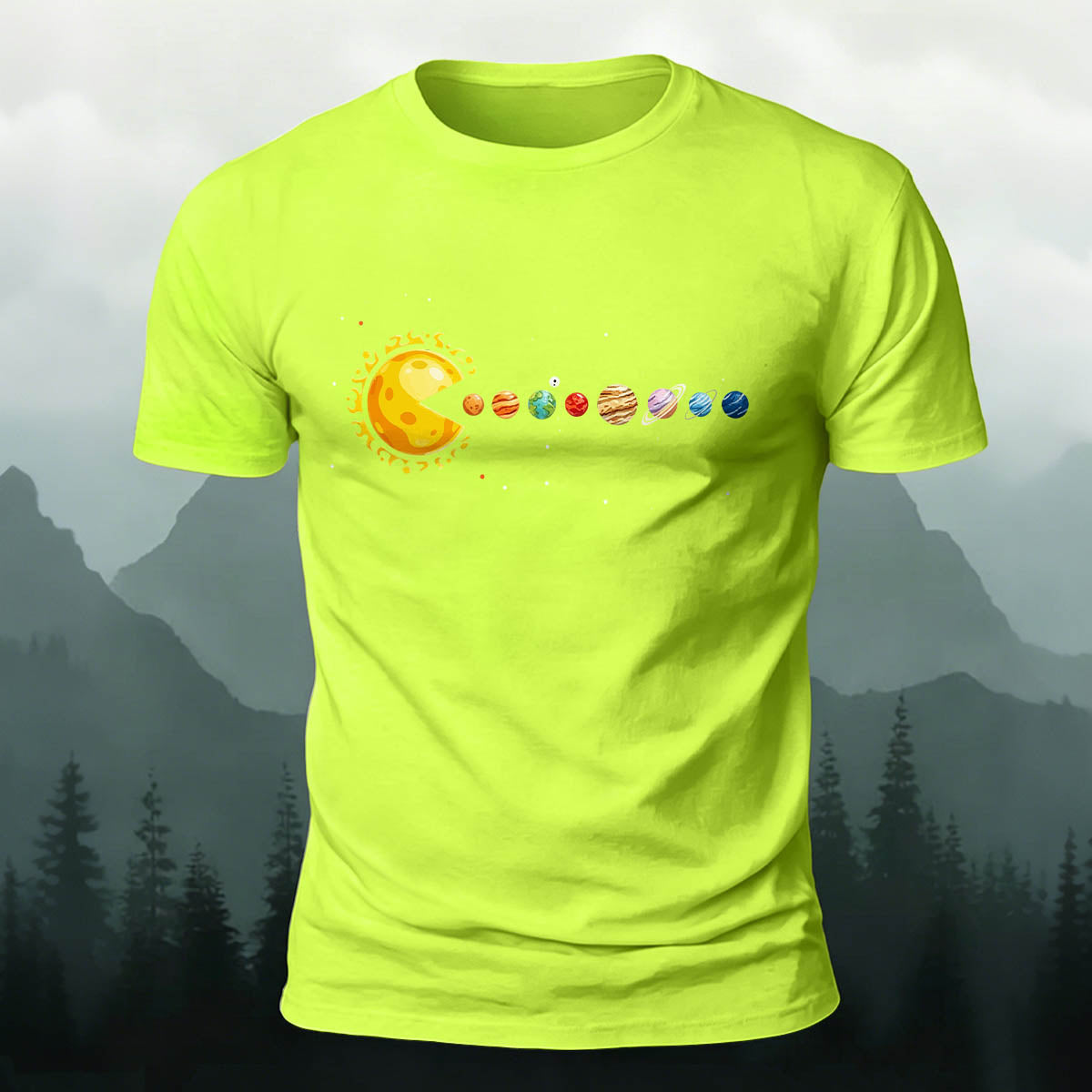 Fun Solar System Print Casual 100% Cotton T-Shirt