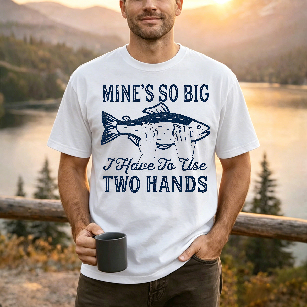 Big Fish in Hand Pattern  Daily Cotton T-shirt