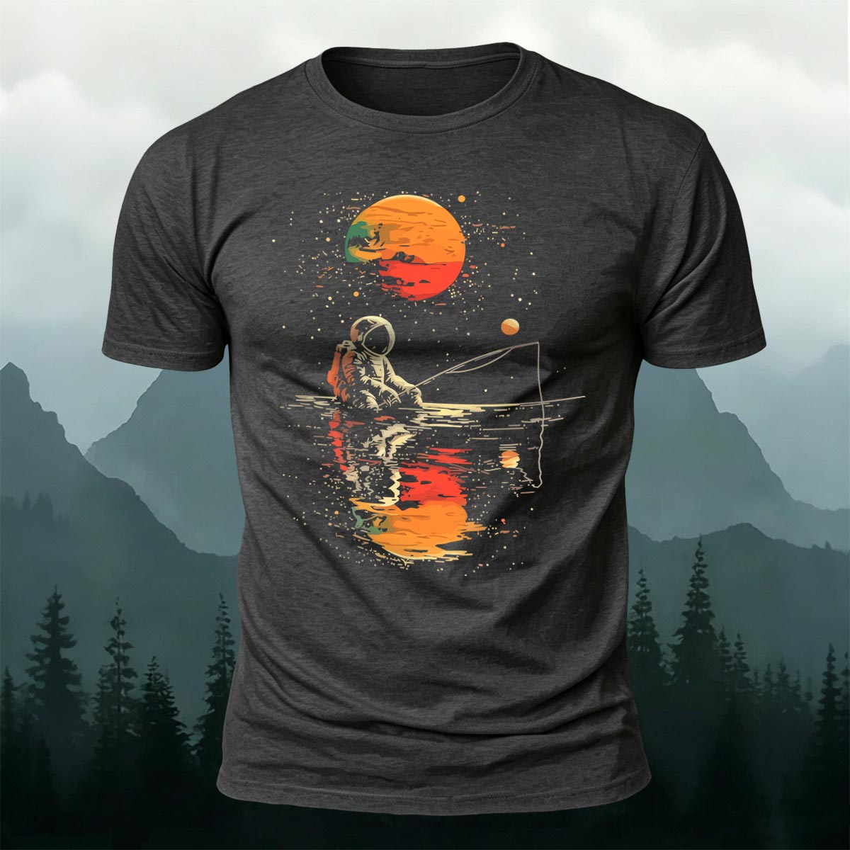 Ride the Moon Casual Cotton T-Shirt Dark Grey