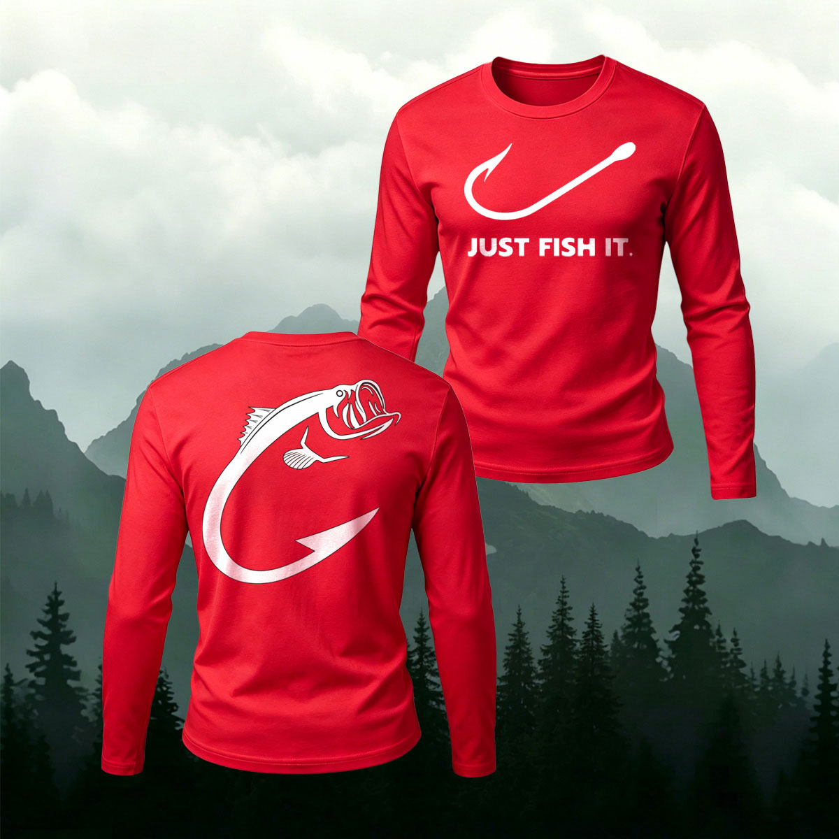 Just Fish It Casual Cotton Long-Sleeve T-Shirt