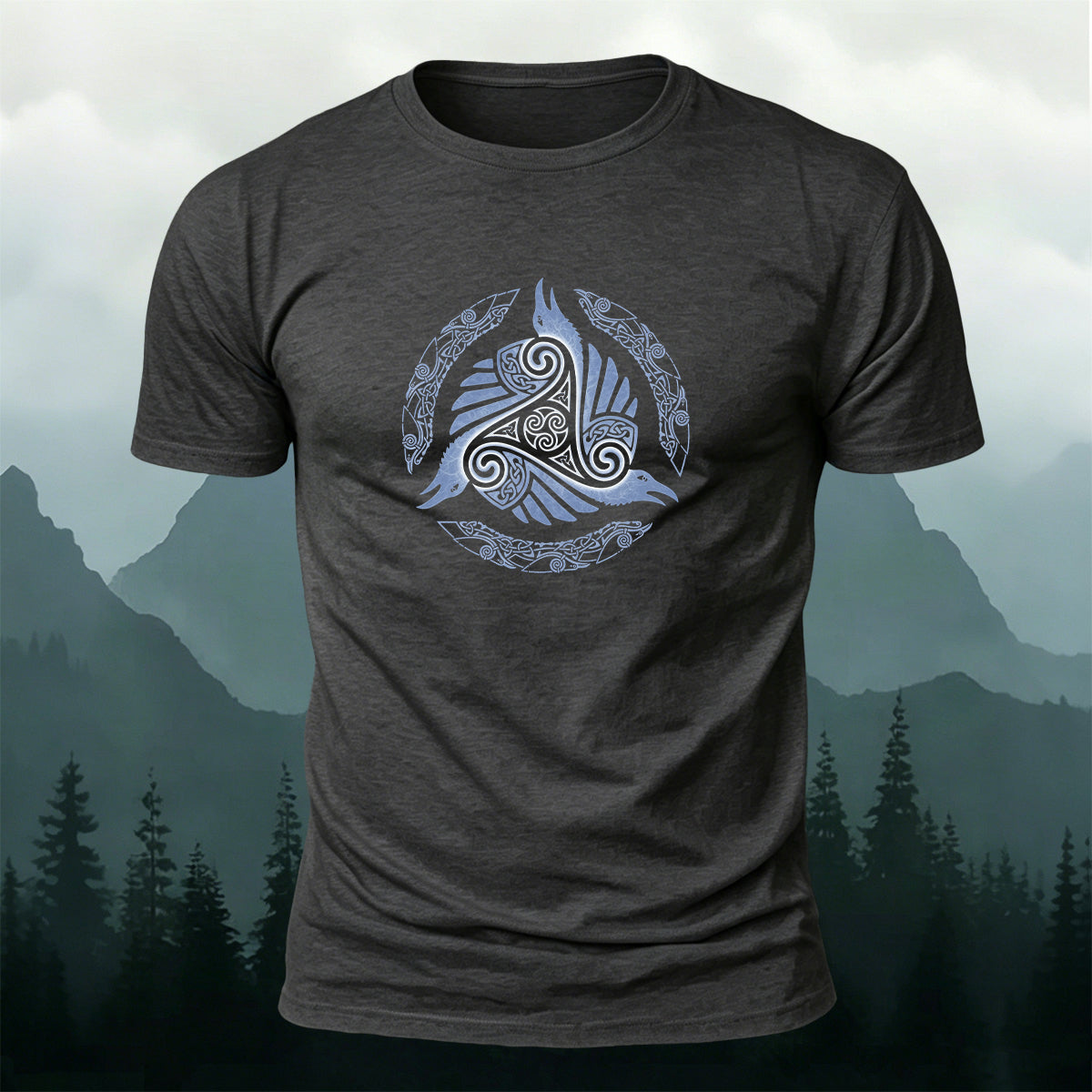 Viking Totem Print Casual Cotton T-Shirt