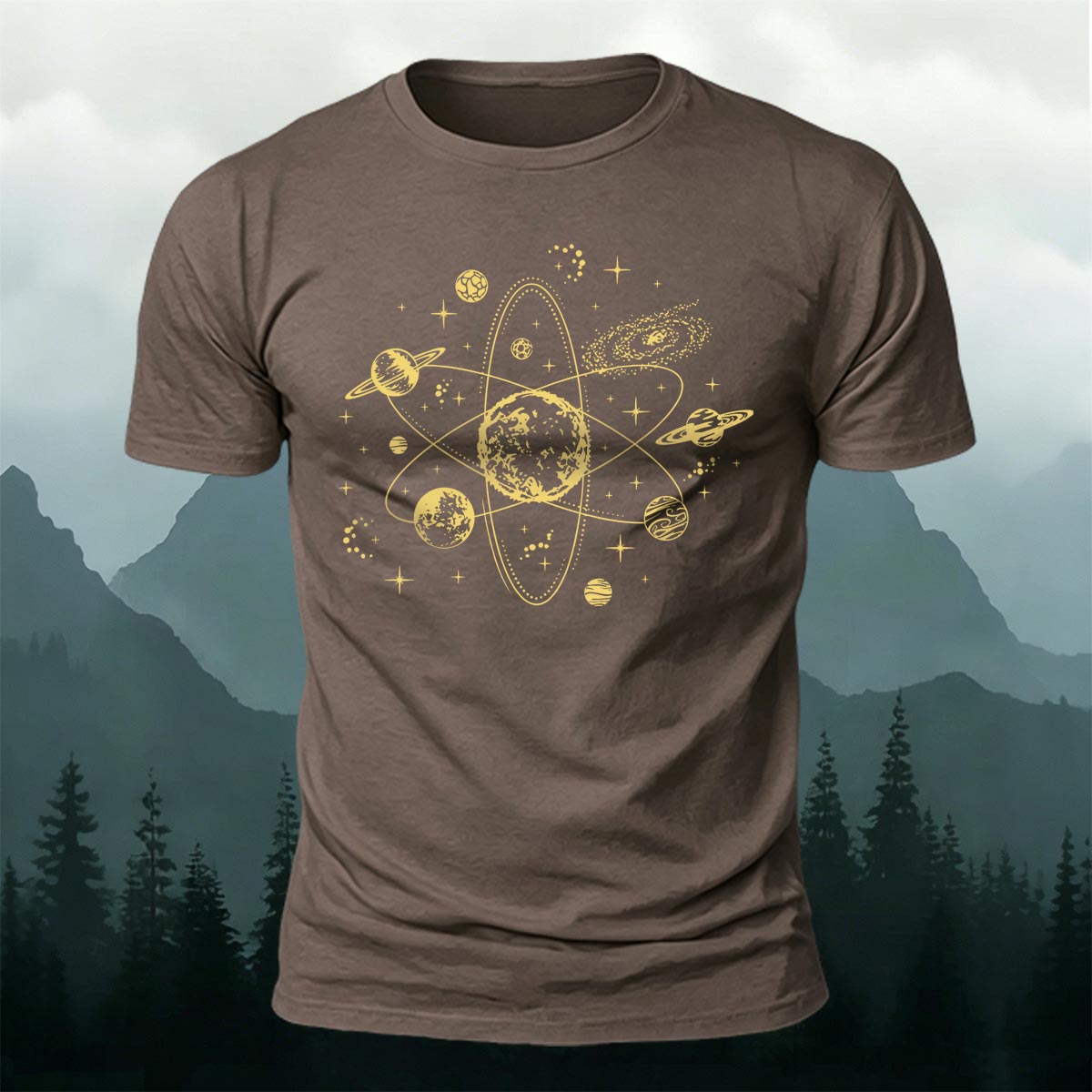 Dreamy Space-Themed Print Casual Cotton T-Shirt