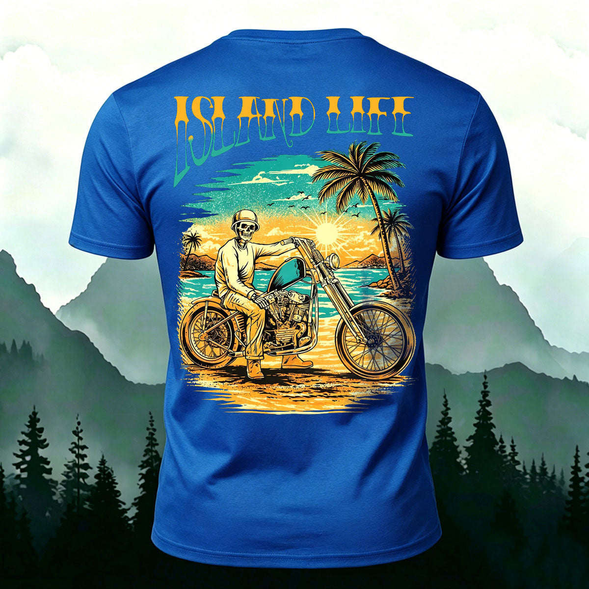 American Retro Motorcycle Skull Casual Cotton T-Shirt