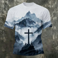 Forest Cross Ink-Inspired Cotton Casual T-Shirt