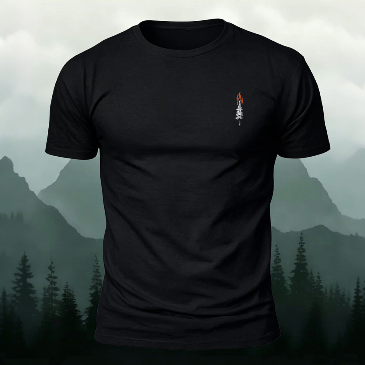 Artistic Minimalist Pattern Mountain-Style Casual T-Shirt