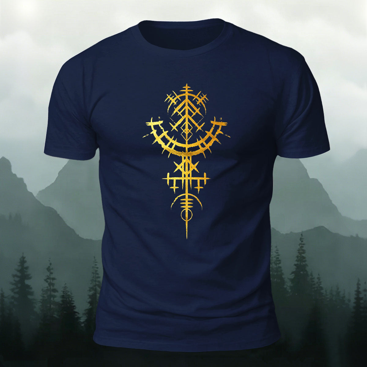 Artistic Image Printed Comfortable Skin-friendly Cotton T-Shirt Navy