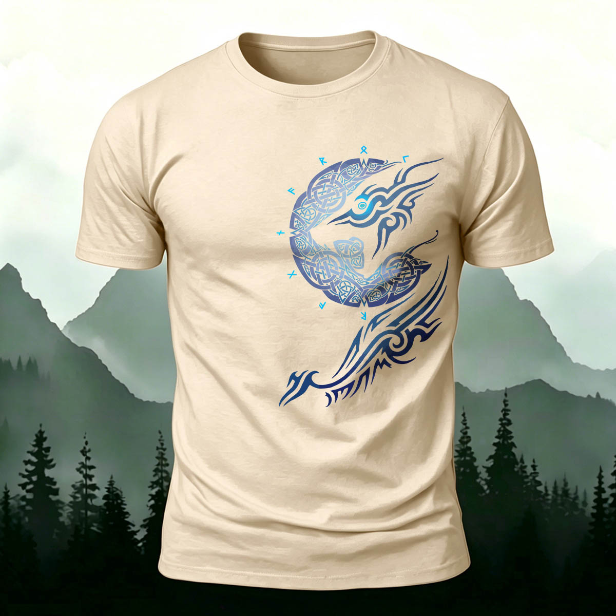 Mythical-Style Totem Print Casual Cotton T-Shirt