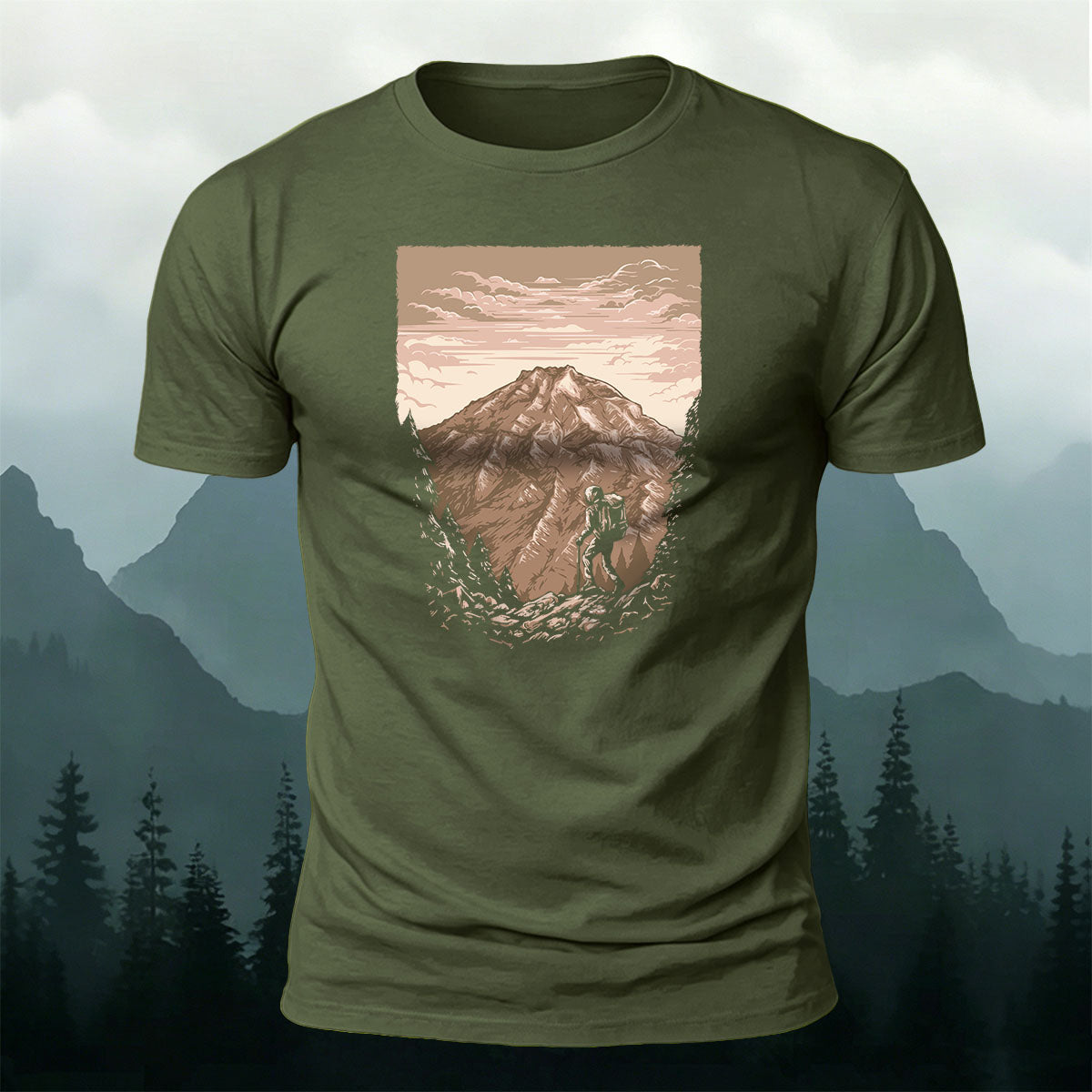 Mountaineer Art Print Casual Cotton T-Shirt