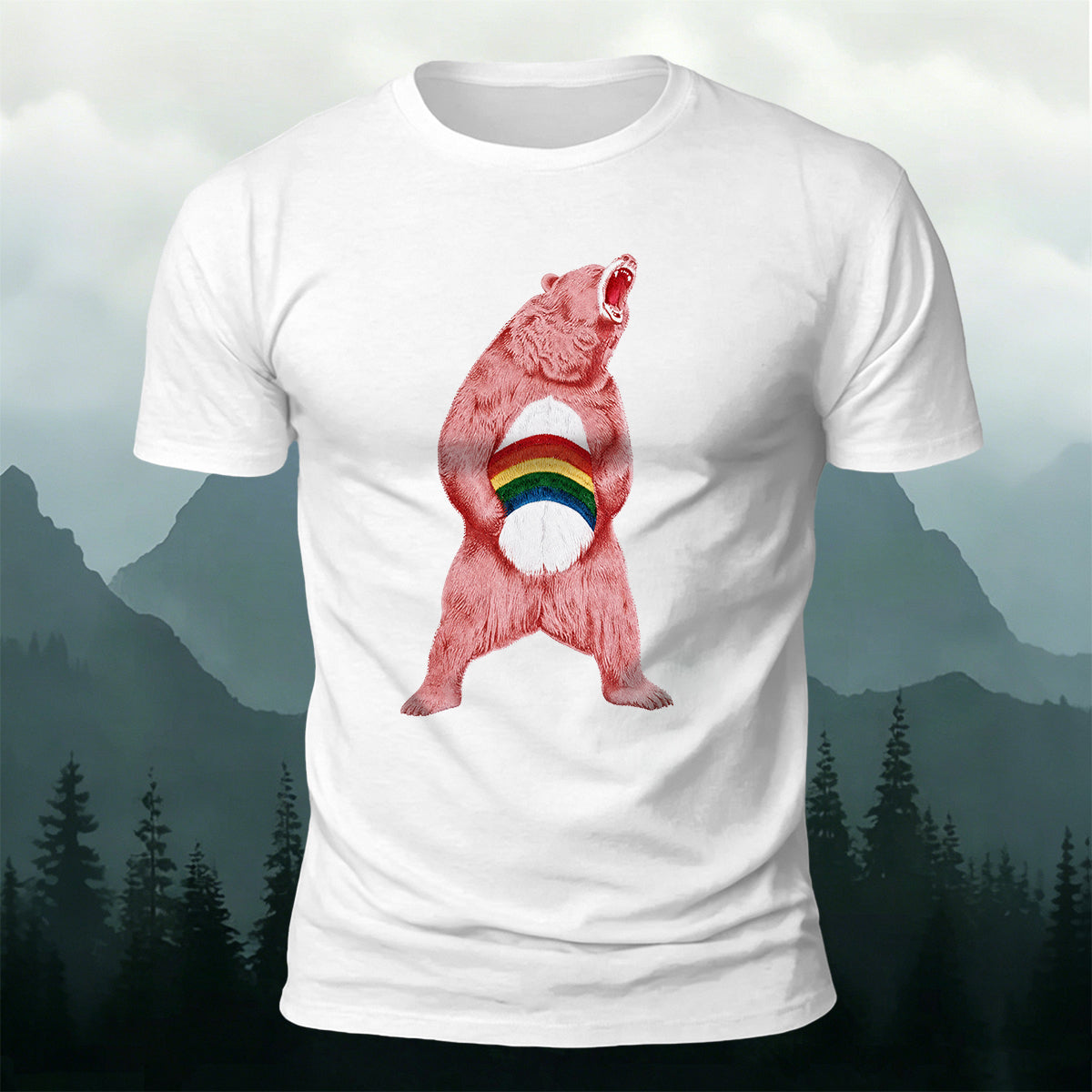 Angry Brown Bear Print Versatile Outdoor T-Shirt