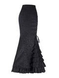 Gothic-Style Vintage Floral Fitted Mermaid Skirt