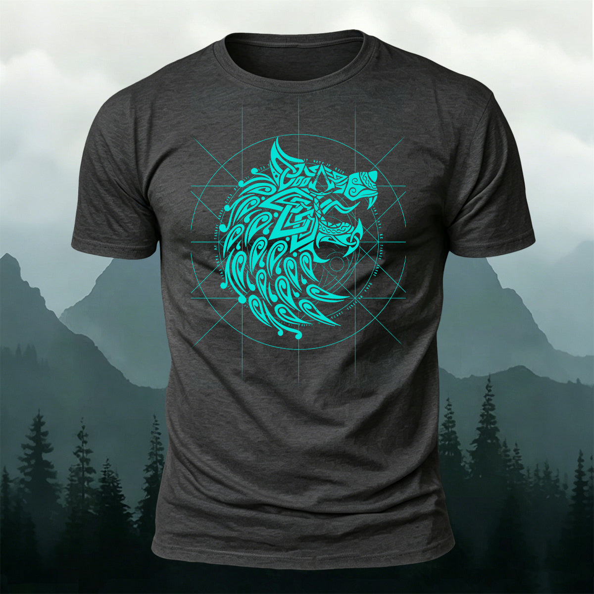 Viking Fenrir Wolf Premium Cotton Casual T-Shirt Dark Grey