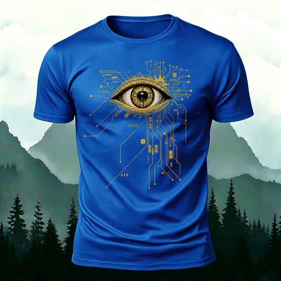 Cool Artistic Eyes Premium Cotton Casual T-shirt Blue
