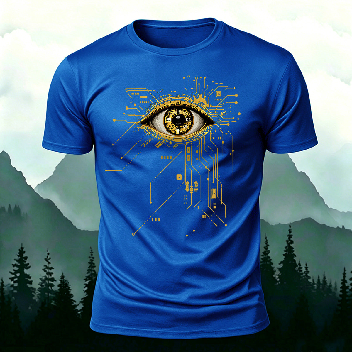 Cool Artistic Eyes Premium Cotton Casual T-shirt Blue