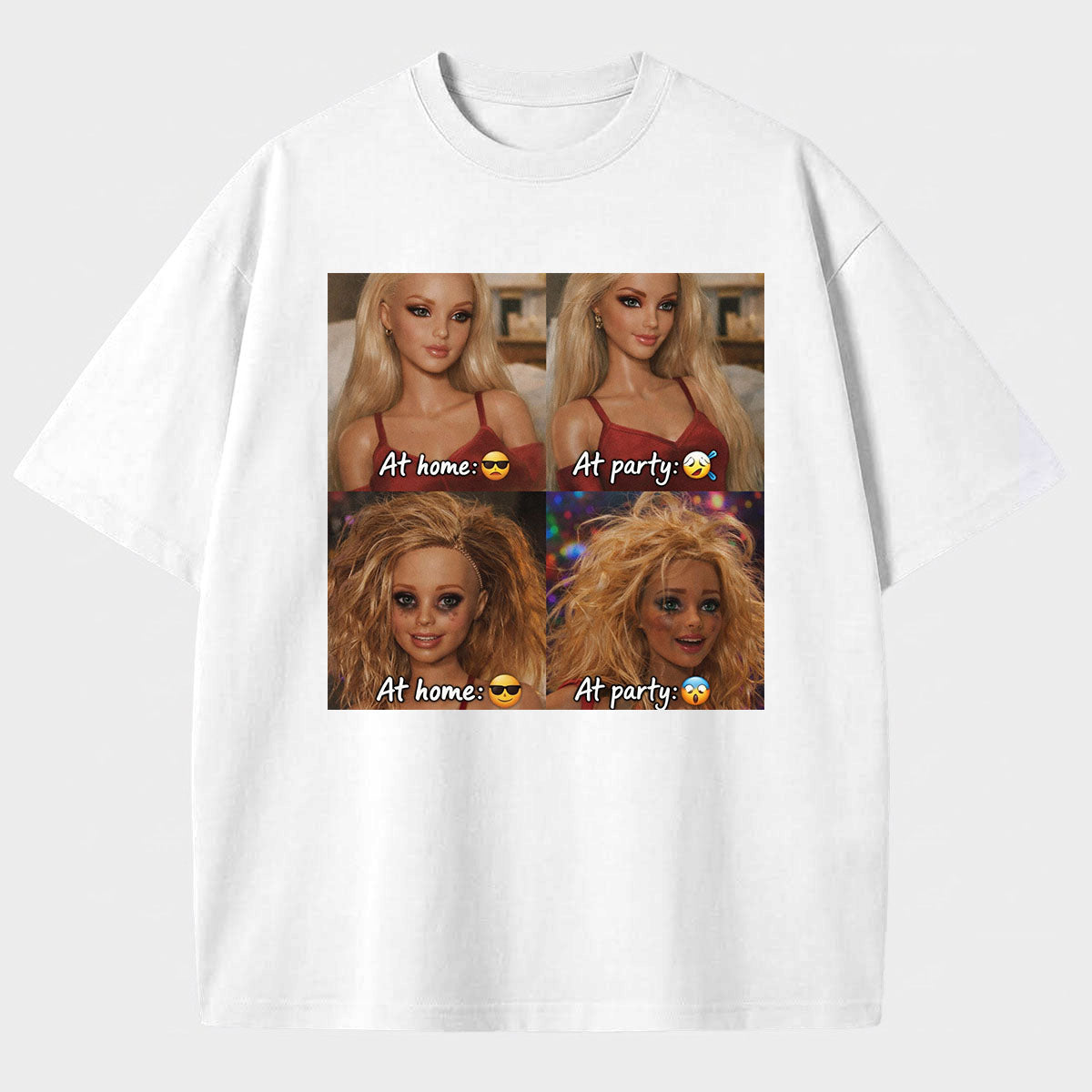 Meme Mood Comparison Printed Pattern T-Shirt