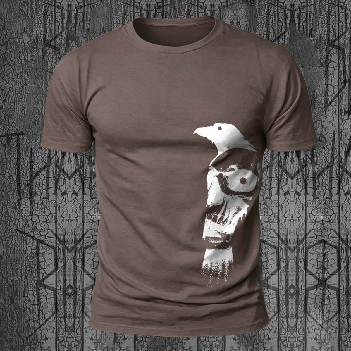 Vintage Skull Bird Print Casual Skin-Friendly T-Shirt