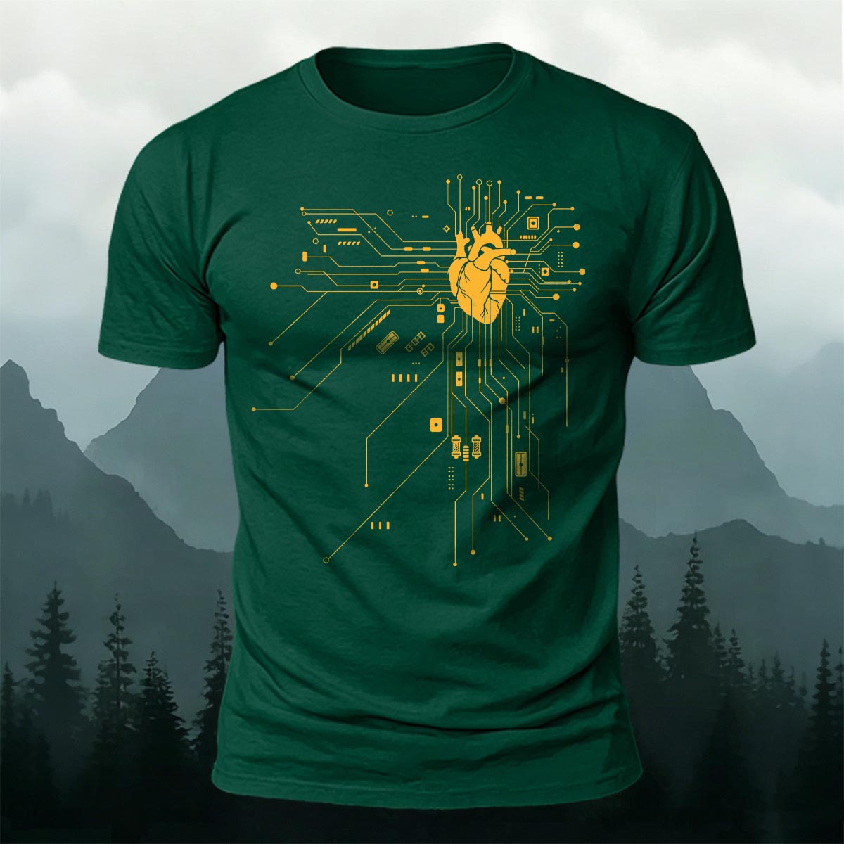 Creative Heart Pattern Combed Cotton T-Shirt