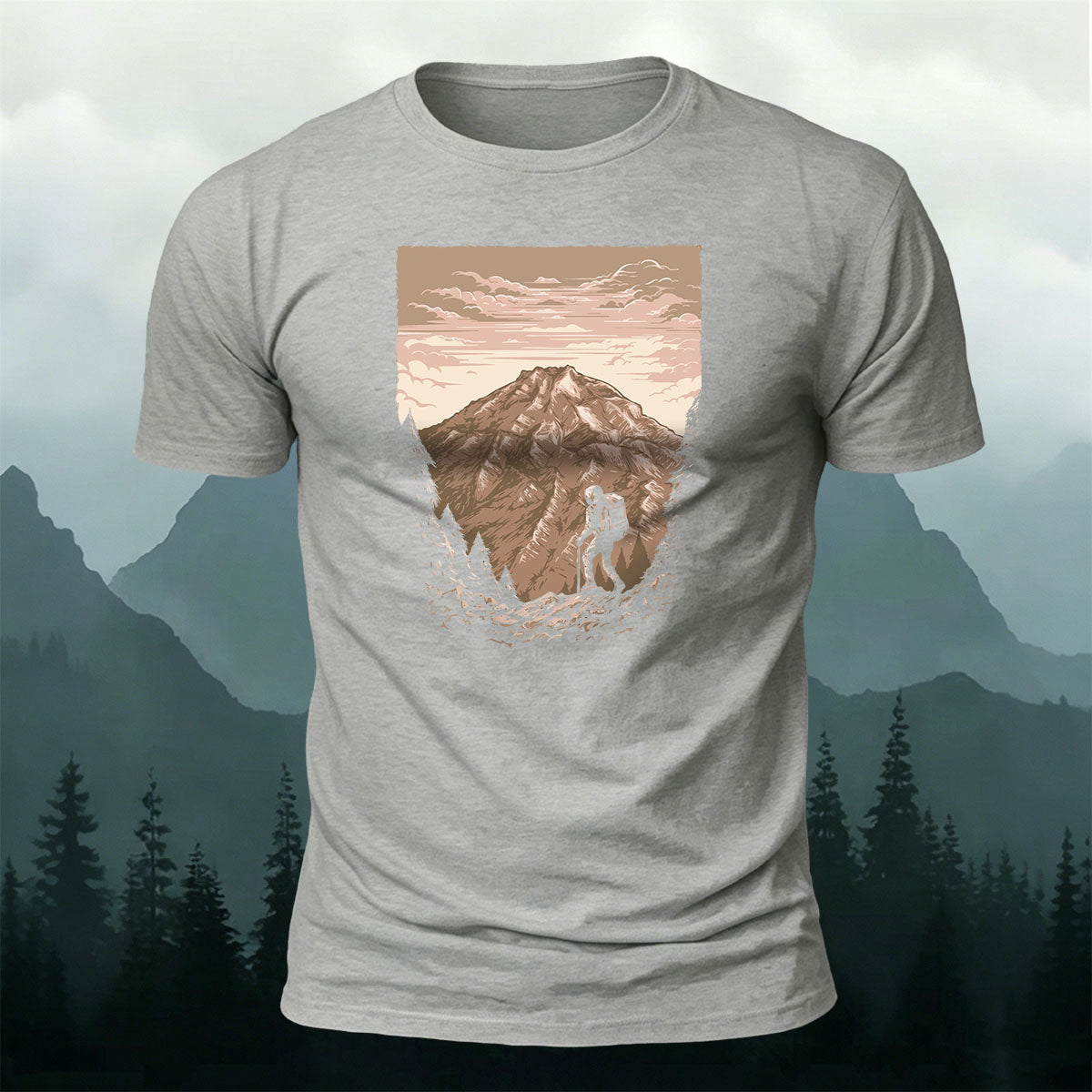 Mountaineer Art Print Casual Cotton T-Shirt