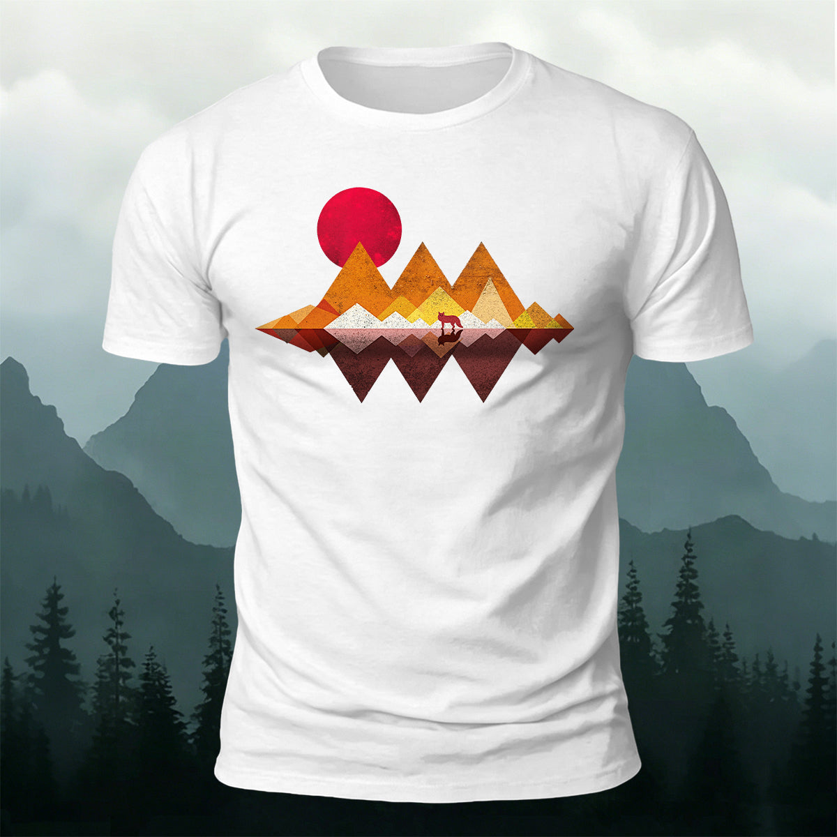Geometric Mountain Minimalist Natural Breathable T-Shirt