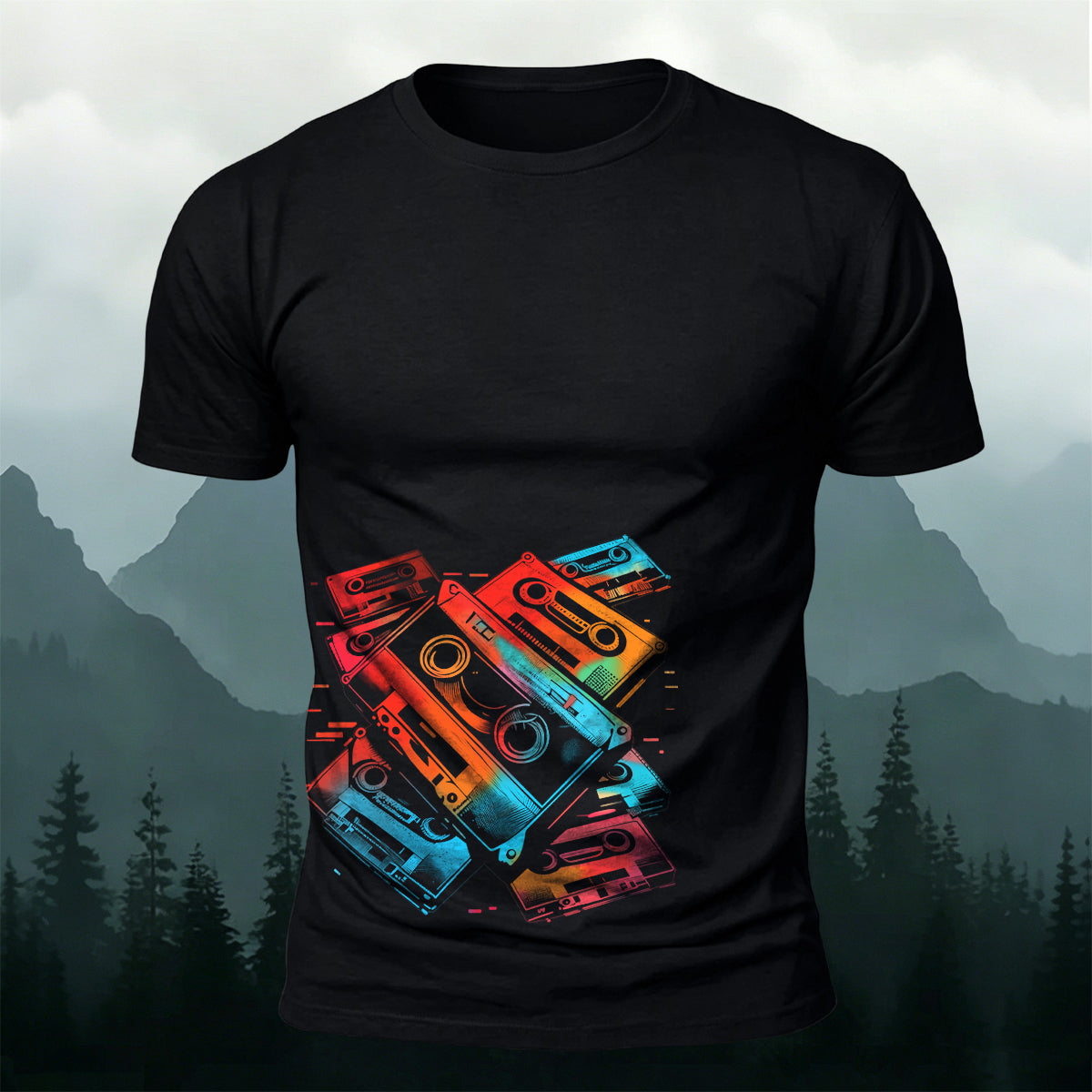 Music Cassette Graphic Trendy Casual Skin-friendly Tee