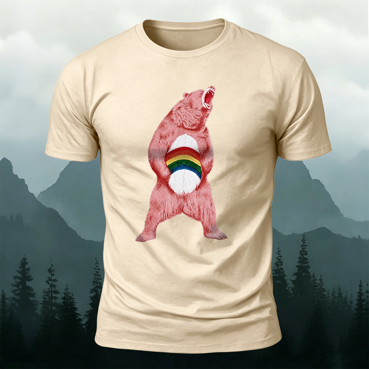 Angry Brown Bear Print Versatile Outdoor T-Shirt