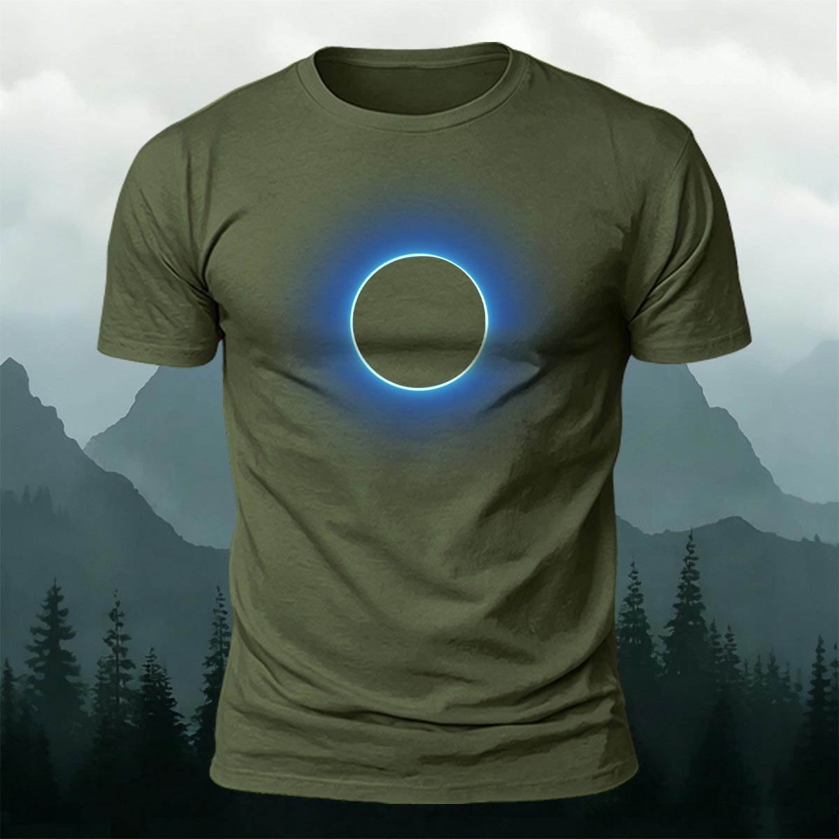 DTG Glowing Circle Pattern Minimalist Breathable T-shirt