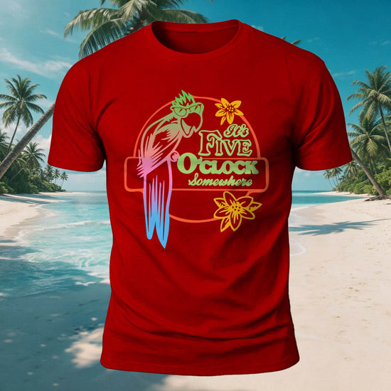 Parrot Fun Pattern Outdoor Casual 100% Cotton Tee Red