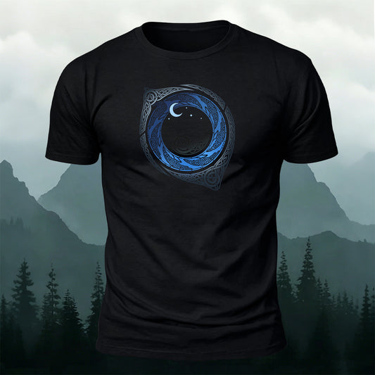 Spiral Mythical Totem Print Casual Cotton T-Shirt