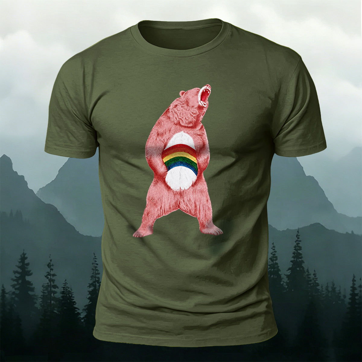 Angry Brown Bear Print Versatile Outdoor T-Shirt