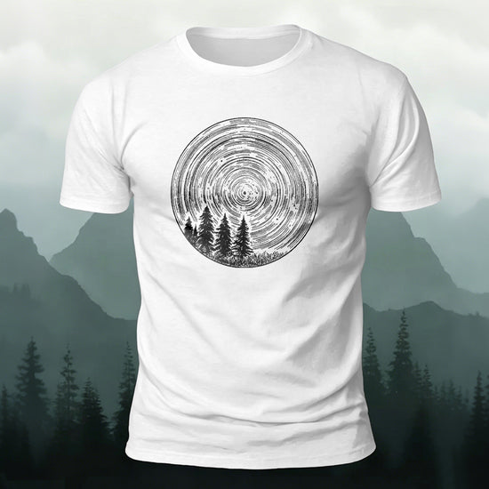 Circular Pattern Print Minimalist Breathable Material T-shirt White