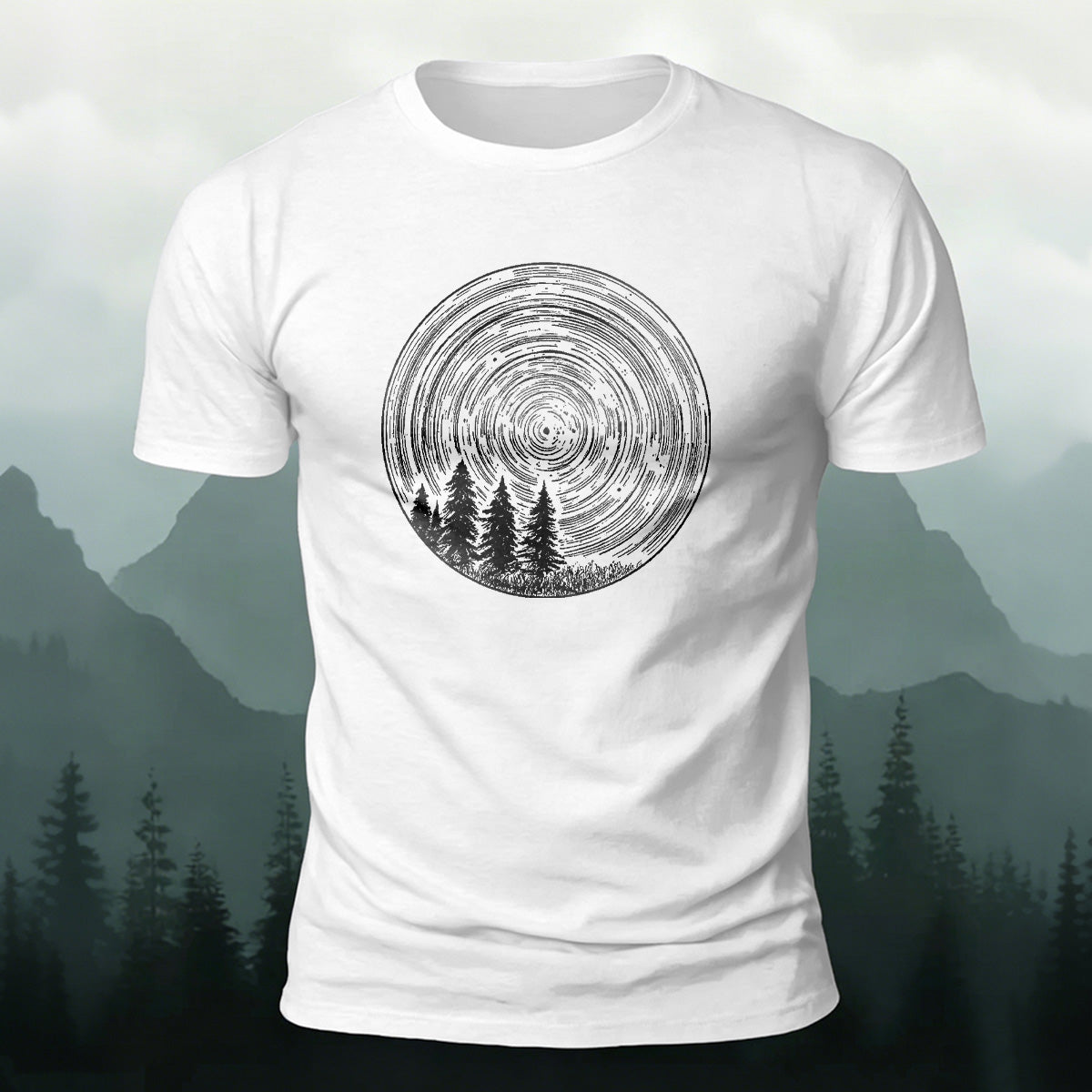 Circular Pattern Print Minimalist Breathable Material T-shirt White