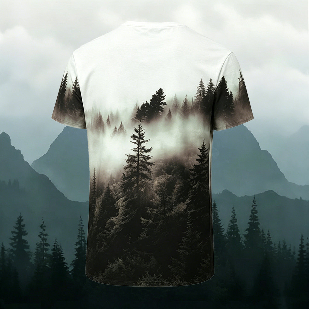 Forest Night Print Casual Cotton T-Shirt