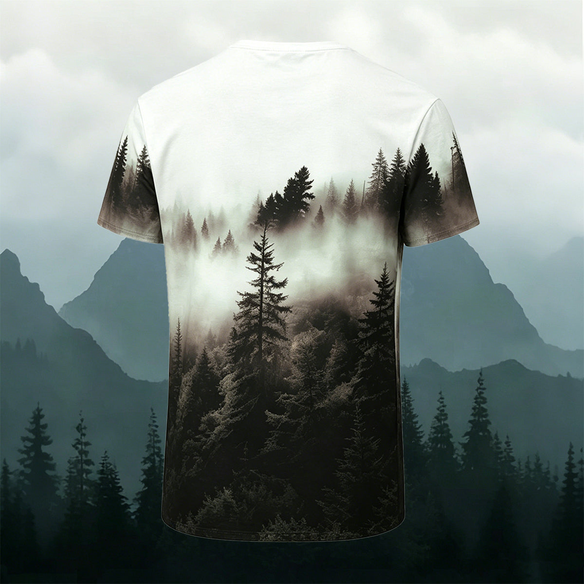 Forest Night Print Casual Cotton T-Shirt