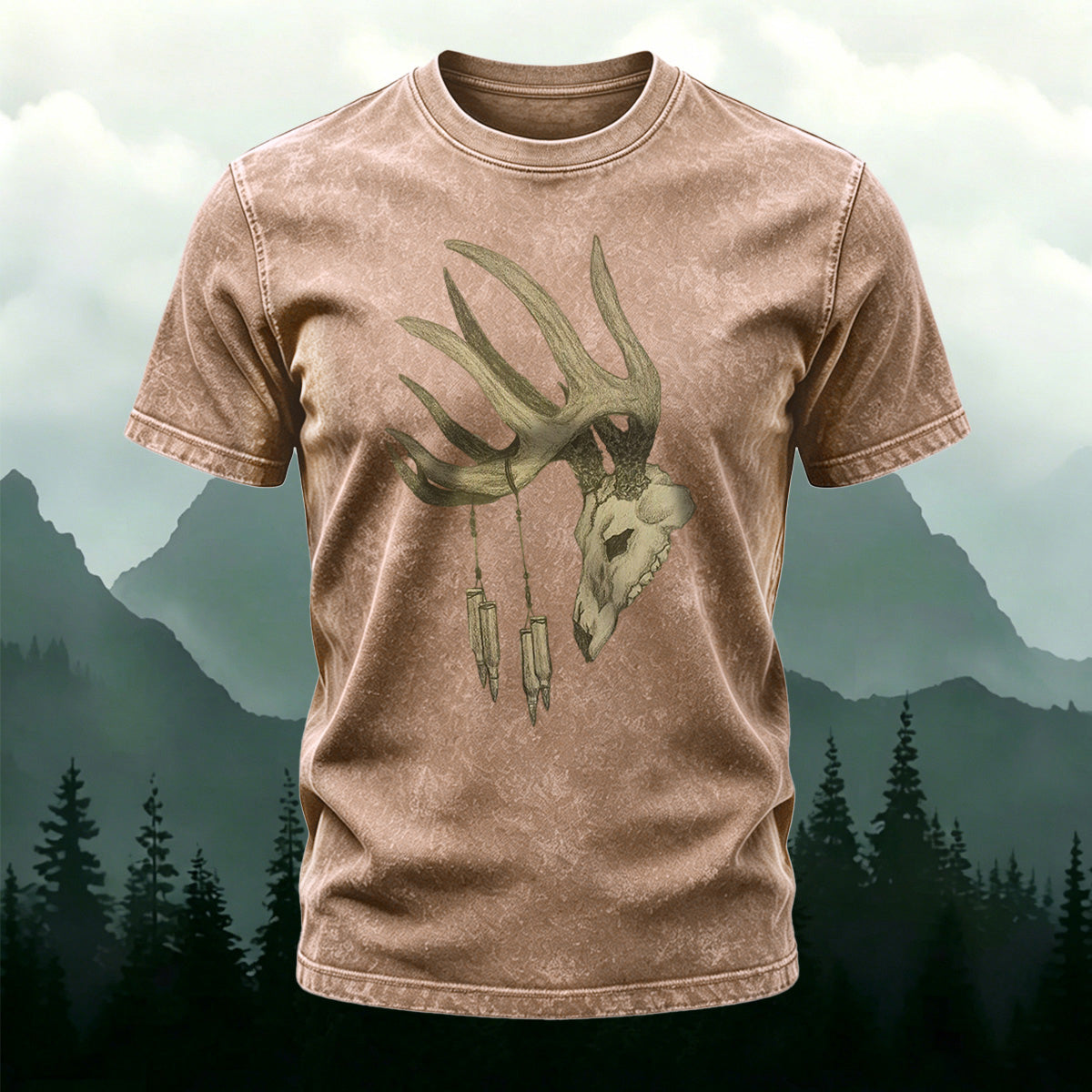 Vintage Antelope Print Casual Skin-Friendly Cotton T-Shirt