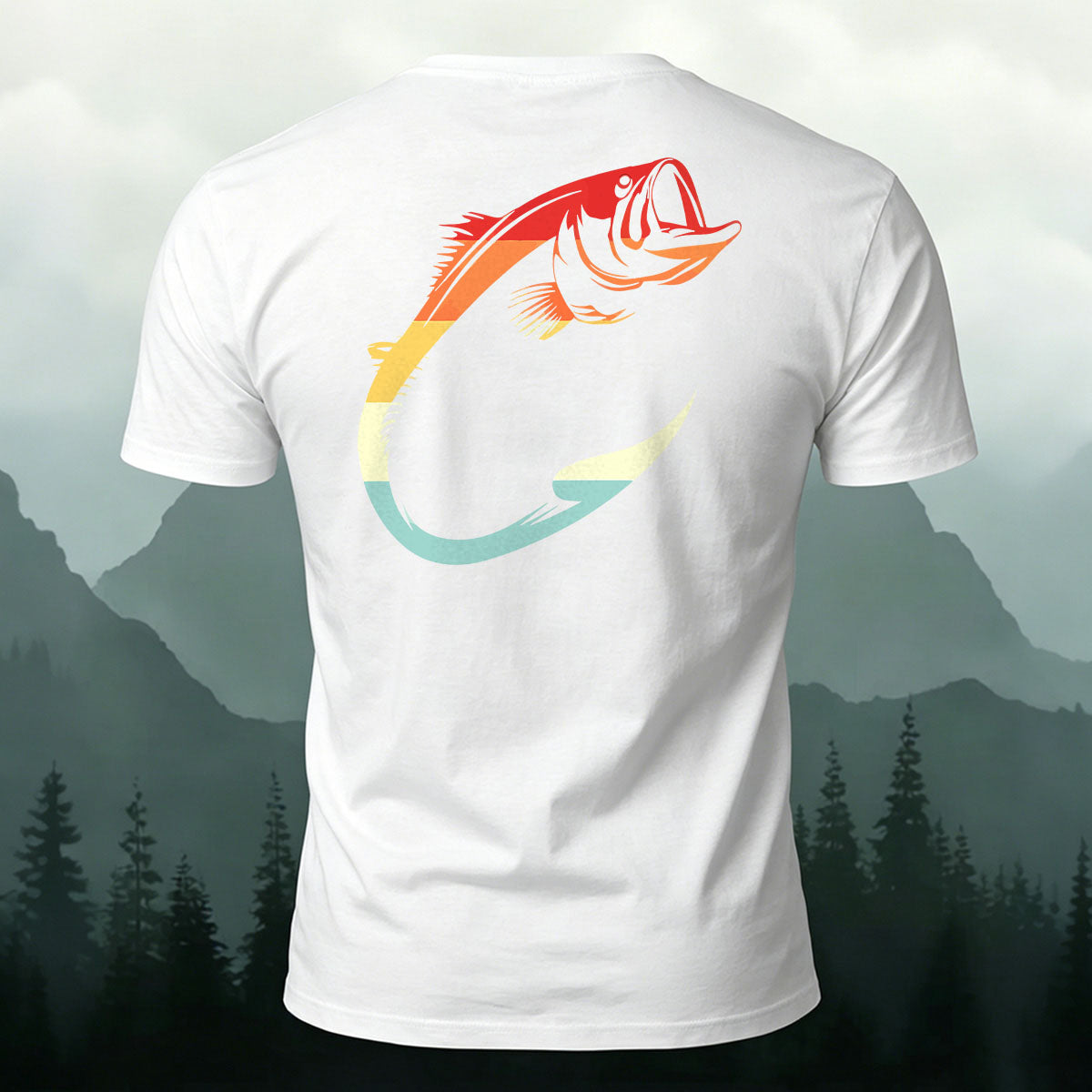 Fish Hook Print Simple Outdoor 100% Cotton T-Shirt