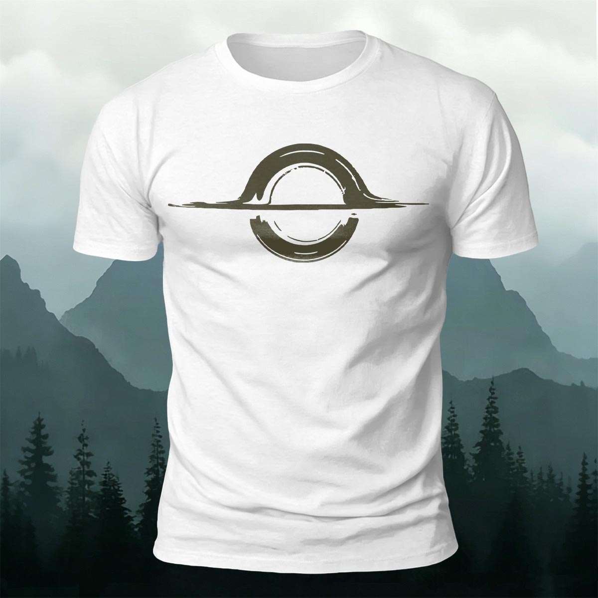 Abstract Sun Moon Graphic Minimalist Premium Cotton Tee White