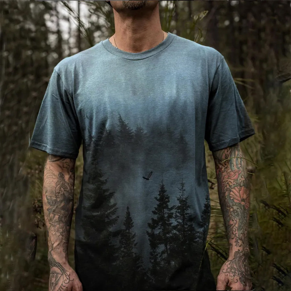 Natural Forest Scenery Art Print Casual Cotton T-Shirt