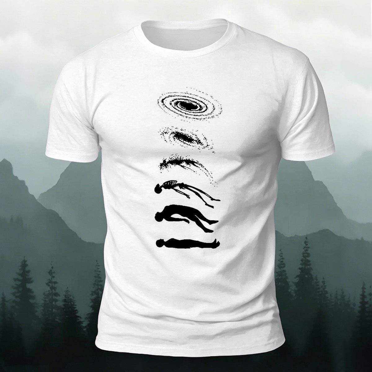Artistic Pattern Mountain-style Casual Skin-friendly T-shirt White