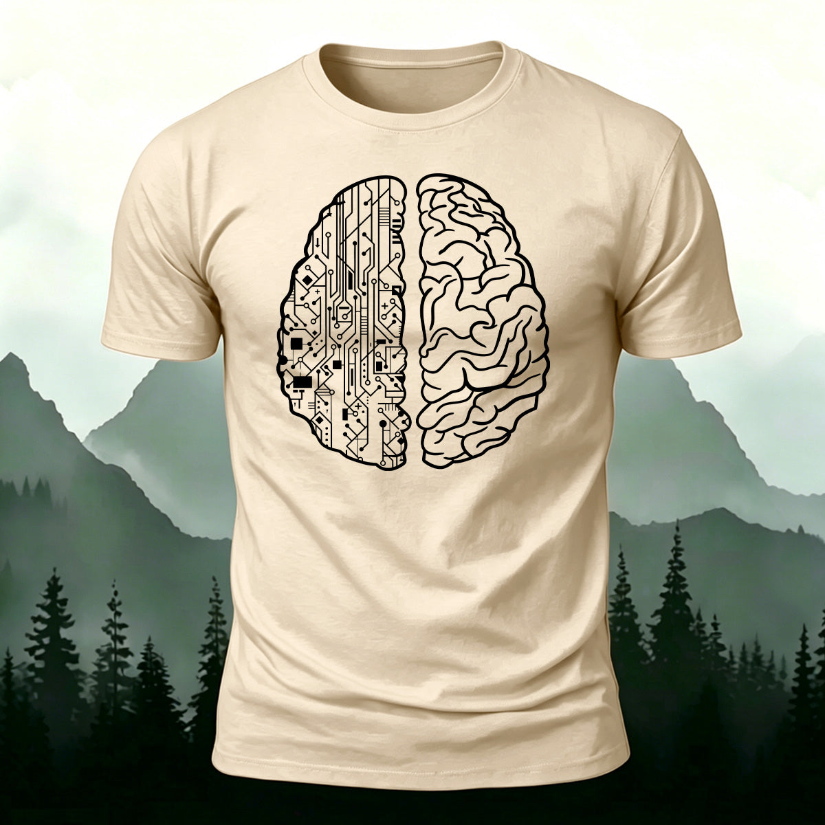 Simple Creative Brain Graphic Breathable Cotton T-Shirt